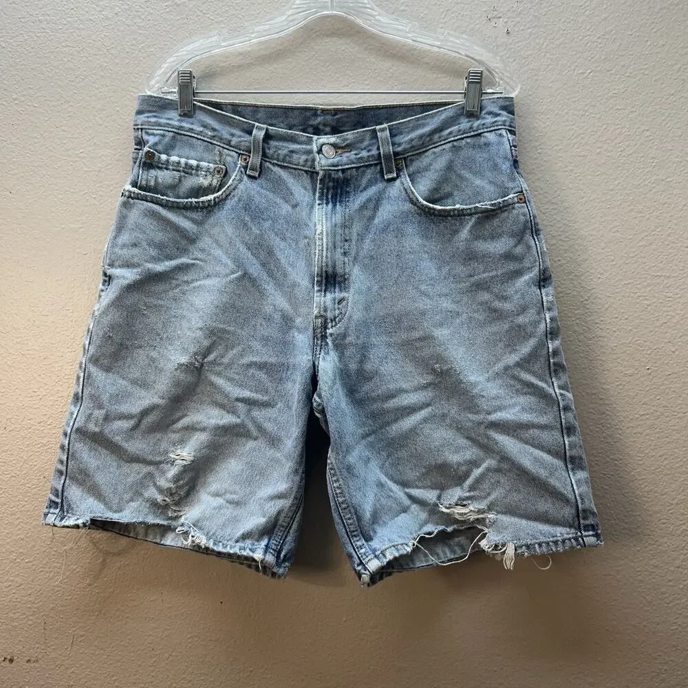 Vtg Y2K Levi’s 550 Loose Fit Baggy Wide Leg Jorts 34 Light Wash Denim Shorts ‘03